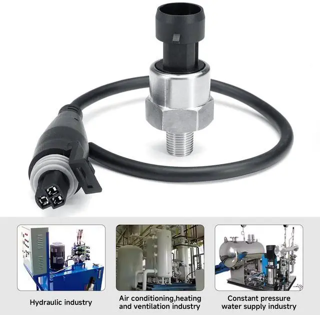 Alt view image 5 of 7 - 100PSI Pressure Transducer Sensor, 1/8-27NPT Thread Stainless Steel Pressure Sensor 0.5-4.5V, Fuel Oil Pressure Transducer Sensor with Connector Harness for Gas, Water, Air