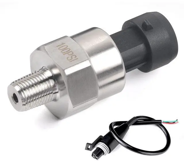 Main image of 100 Psi Pressure Transducer Sender Sensor - 1/8" -27 NPT 27 NPT Thread Stainless for Oil Fuel Air Water Pressure with Harness