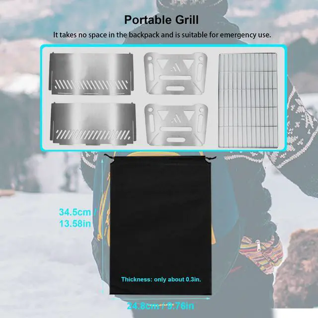 Alt view image 2 of 6 - Mini Portable Charcoal Grill,Small BBQ Grill Tabletop Fire Pit for Camping Patio Outdoor Stainless Steel Camping Folding Barbecue Grills Backpacking Grills