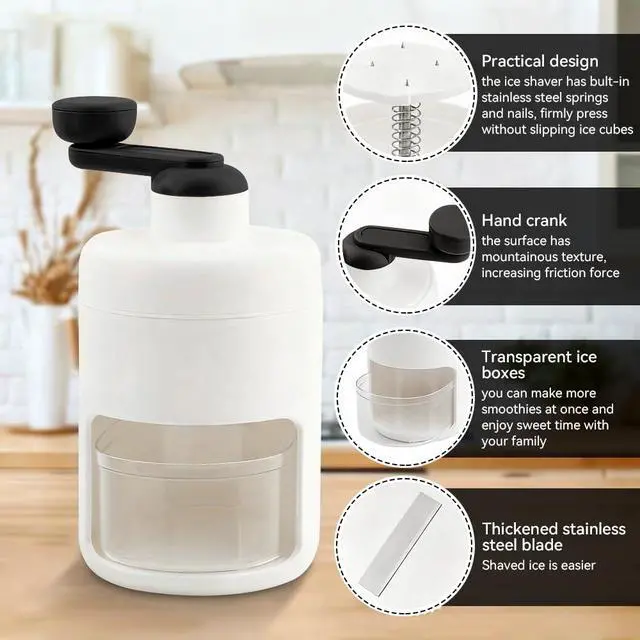 Alt view image 2 of 5 - Ice Mini Snow Cone Machine, Portable Countertop Ice Shaver with No Slip Base, No Electricity Needed, Ice Cup Included, Lightweight, Stainless Steel Blade