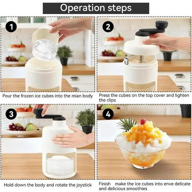Alt view image 3 of 5 - Ice Mini Snow Cone Machine, Portable Countertop Ice Shaver with No Slip Base, No Electricity Needed, Ice Cup Included, Lightweight, Stainless Steel Blade