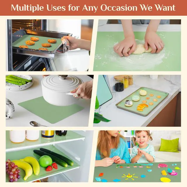 Alt view image 6 of 7 - Silicone Baking Mat, 12 IN x 6 FT Free Cutting Baking Sheet,Non-Stick Reusable Dough & Pastry Mat,Non-Slip Silicone Mat Roll for Air Fryer Liner,Freeze Dryer,Oven Baking Pan,Kitchen Counter