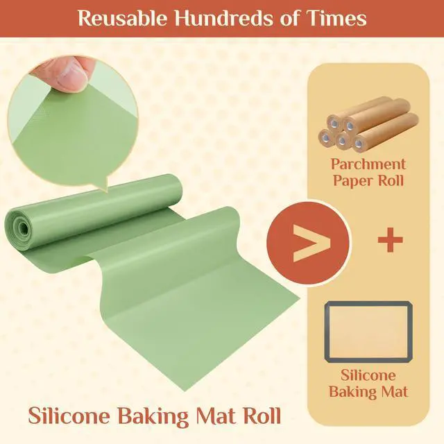 Alt view image 7 of 7 - Silicone Baking Mat, 12 IN x 6 FT Free Cutting Baking Sheet,Non-Stick Reusable Dough & Pastry Mat,Non-Slip Silicone Mat Roll for Air Fryer Liner,Freeze Dryer,Oven Baking Pan,Kitchen Counter
