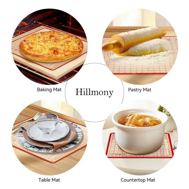 Alt view image 3 of 7 - Silicone Baking Mat,28in×20in & 16in×12in Pastry Mat,Measuring Non-slip Dough mat Mats for Baking,Kneading Dough,Table Mats Red(2Pack)