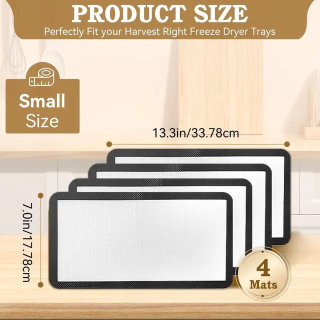 Alt view image 2 of 6 - Silicone Baking Mats for Harvest Right Freeze Dryer Trays, Small/Medium/Large, Food-Safe Non-Stick Freeze Drying Mats, Heat Resistant Reusable Oven Liners, Small-4PCS