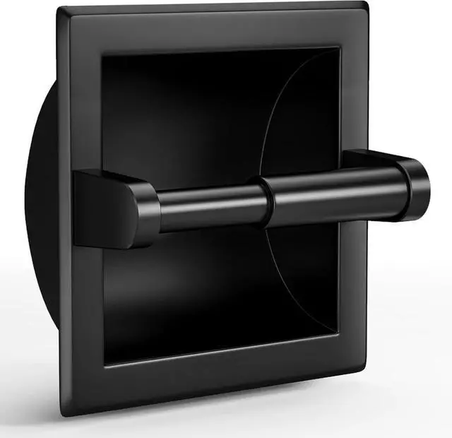 Main image of Toilet Paper Holder, Recessed, Stainless Steel, Wall-Mounted, Matte Black