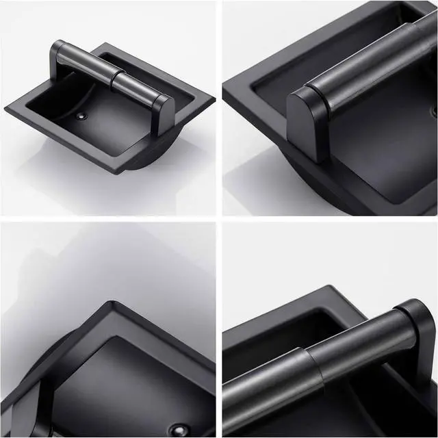 Alt view image 3 of 7 - Toilet Paper Holder, Recessed, Stainless Steel, Wall-Mounted, Matte Black
