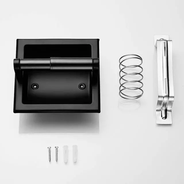 Alt view image 5 of 7 - Toilet Paper Holder, Recessed, Stainless Steel, Wall-Mounted, Matte Black