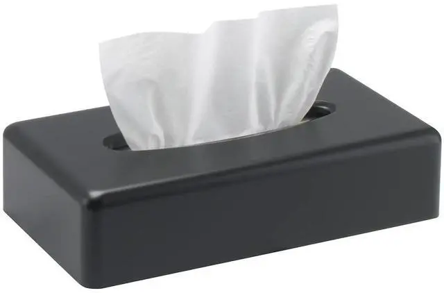 Main image of Tissue Box Cover, Rectangular Black Wall Mounted Facial Paper Holder Dispenser, Prefert for Storage on Bathroom Vanity, Kitchen, Night Stand, Countertops Office and Car.