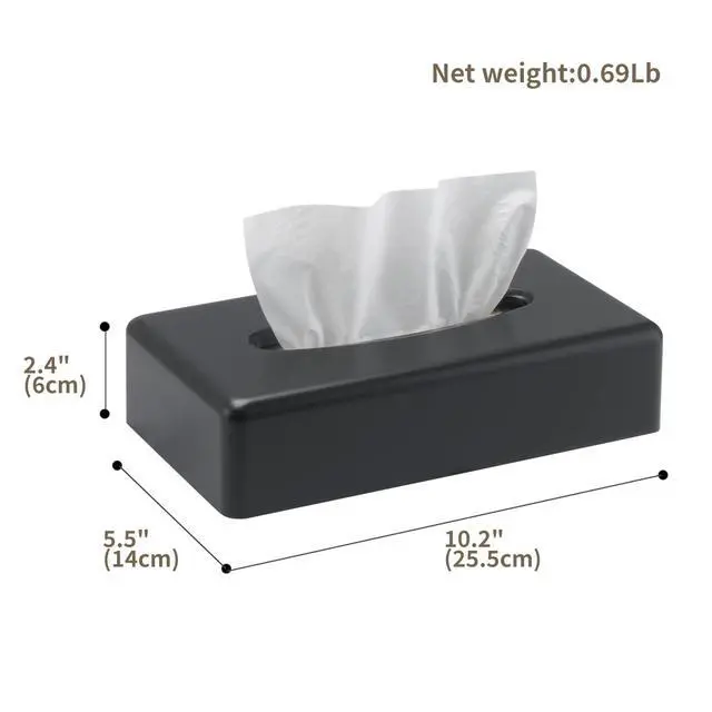 Alt view image 3 of 7 - Tissue Box Cover, Rectangular Black Wall Mounted Facial Paper Holder Dispenser, Prefert for Storage on Bathroom Vanity, Kitchen, Night Stand, Countertops Office and Car.