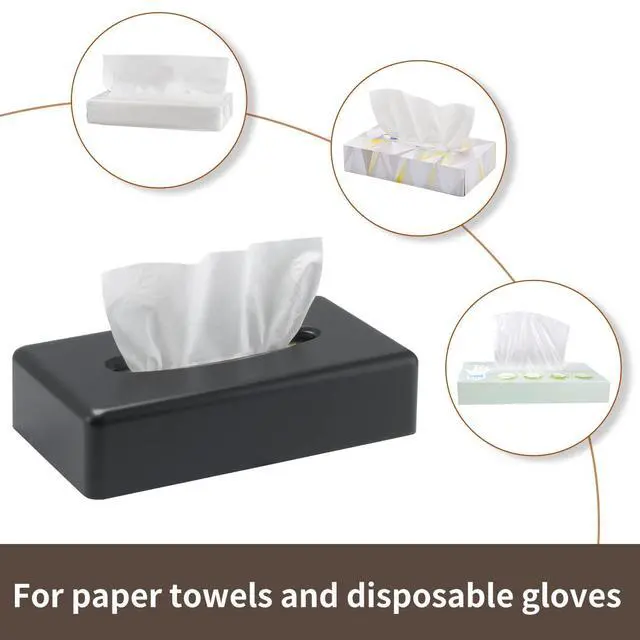 Alt view image 5 of 7 - Tissue Box Cover, Rectangular Black Wall Mounted Facial Paper Holder Dispenser, Prefert for Storage on Bathroom Vanity, Kitchen, Night Stand, Countertops Office and Car.
