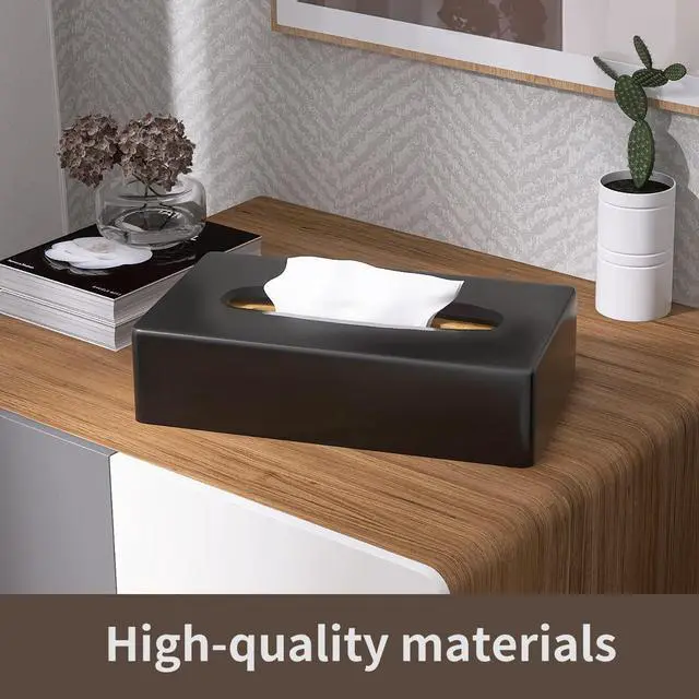 Alt view image 7 of 7 - Tissue Box Cover, Rectangular Black Wall Mounted Facial Paper Holder Dispenser, Prefert for Storage on Bathroom Vanity, Kitchen, Night Stand, Countertops Office and Car.