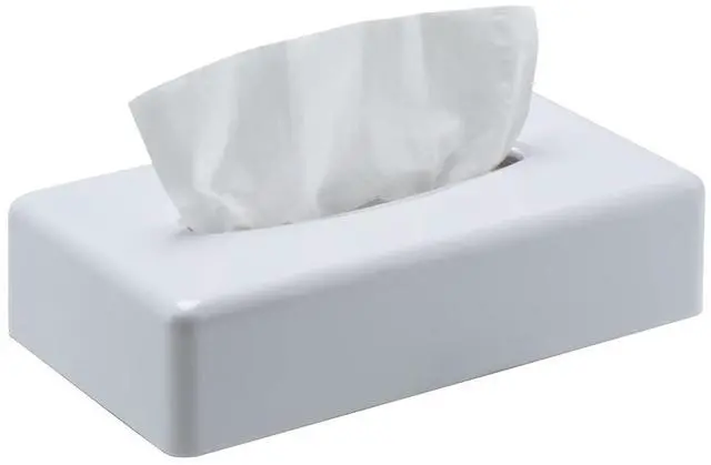 Main image of Tissue Box Cover, Rectangular White Wall Mounted Facial Paper Holder Dispenser, Prefert for Storage on Bathroom Vanity, Kitchen, Night Stand, Countertops Office and Car.