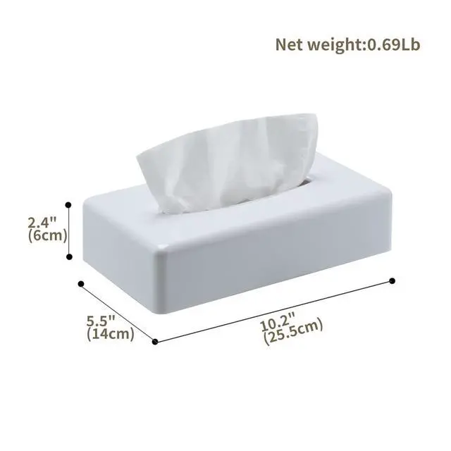 Alt view image 3 of 7 - Tissue Box Cover, Rectangular White Wall Mounted Facial Paper Holder Dispenser, Prefert for Storage on Bathroom Vanity, Kitchen, Night Stand, Countertops Office and Car.