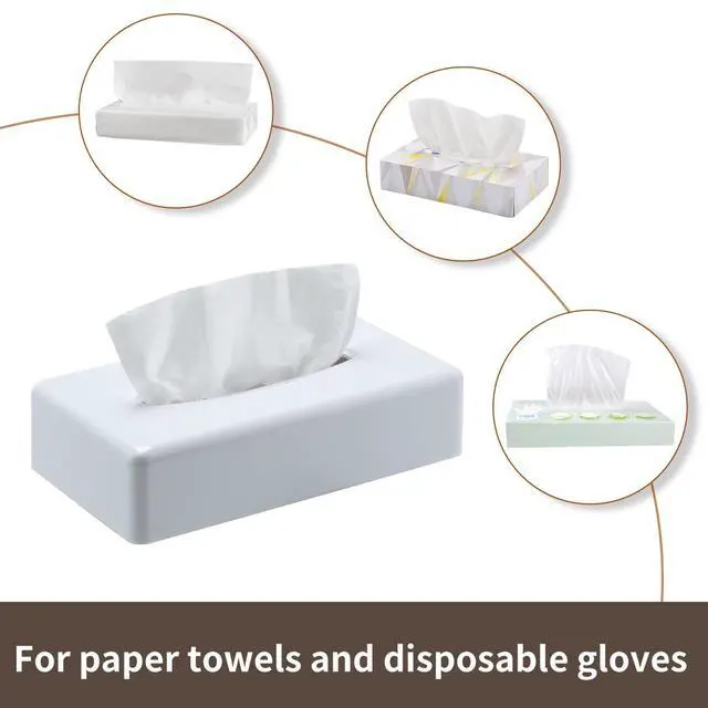 Alt view image 5 of 7 - Tissue Box Cover, Rectangular White Wall Mounted Facial Paper Holder Dispenser, Prefert for Storage on Bathroom Vanity, Kitchen, Night Stand, Countertops Office and Car.