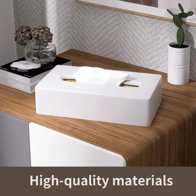 Alt view image 7 of 7 - Tissue Box Cover, Rectangular White Wall Mounted Facial Paper Holder Dispenser, Prefert for Storage on Bathroom Vanity, Kitchen, Night Stand, Countertops Office and Car.
