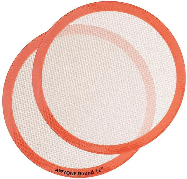 Main image of Round Silicone Baking Mats for 12 Inch Pizza Pan, 12 Inch Large Pizza Mat or Dough/Cake Mat, Round Liner for Rolling/XL Air Fryer/Cooling Rack/Microwave, Food Grade Non-Stick Reusable(11.75", 2PCS)