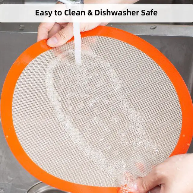 Alt view image 4 of 7 - Round Silicone Baking Mats for 12 Inch Pizza Pan, 12 Inch Large Pizza Mat or Dough/Cake Mat, Round Liner for Rolling/XL Air Fryer/Cooling Rack/Microwave, Food Grade Non-Stick Reusable(11.75", 2PCS)