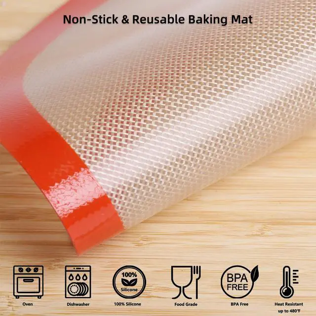 Alt view image 3 of 7 - Round Silicone Baking Mats for 12 Inch Pizza Pan, 12 Inch Large Pizza Mat or Dough/Cake Mat, Round Liner for Rolling/XL Air Fryer/Cooling Rack/Microwave, Food Grade Non-Stick Reusable(11.75", 2PCS)