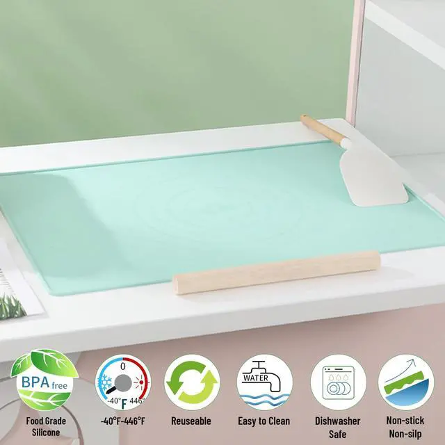 Alt view image 2 of 7 - Silicone Baking Mat, 20"X28" Extra Large Non-stick Silicone Mat With High Edge, Food Grade Silicone Dough Rolling Mat For Making Cookies, Macarons, Multipurpose Mat, Countertop Mat, Placemat