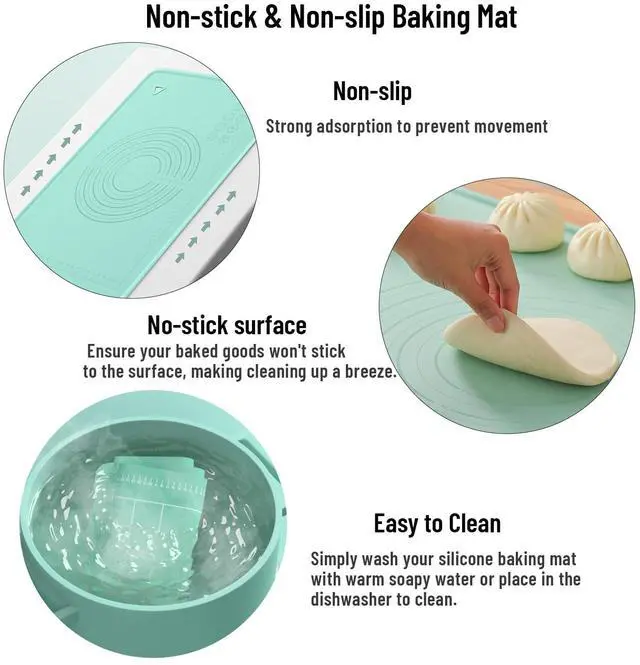 Alt view image 4 of 7 - Silicone Baking Mat, 20"X28" Extra Large Non-stick Silicone Mat With High Edge, Food Grade Silicone Dough Rolling Mat For Making Cookies, Macarons, Multipurpose Mat, Countertop Mat, Placemat