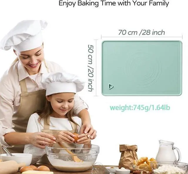 Alt view image 5 of 7 - Silicone Baking Mat, 20"X28" Extra Large Non-stick Silicone Mat With High Edge, Food Grade Silicone Dough Rolling Mat For Making Cookies, Macarons, Multipurpose Mat, Countertop Mat, Placemat
