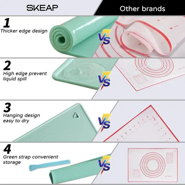 Alt view image 3 of 7 - Silicone Baking Mat, 20"X28" Extra Large Non-stick Silicone Mat With High Edge, Food Grade Silicone Dough Rolling Mat For Making Cookies, Macarons, Multipurpose Mat, Countertop Mat, Placemat