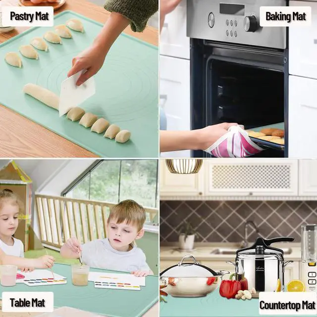 Alt view image 6 of 7 - Silicone Baking Mat, 20"X28" Extra Large Non-stick Silicone Mat With High Edge, Food Grade Silicone Dough Rolling Mat For Making Cookies, Macarons, Multipurpose Mat, Countertop Mat, Placemat