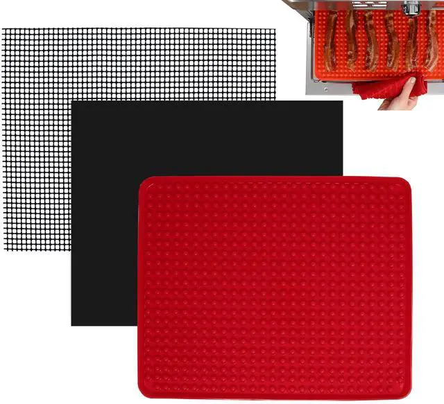 Main image of Toaster Oven Air Fryer Reusable Mats Accessories 9 x 11, Silicone Liner, Drip Mat (3pcs) Compatible with Cuisinart, Emeril Lagasse, Gowise, Breville + More, Convection Accessories, Electric Oven Rack
