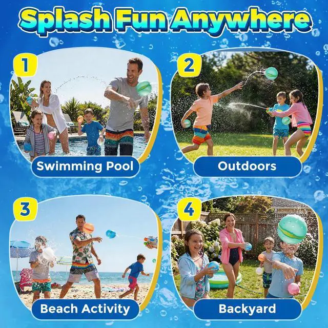 Alt view image 6 of 6 - Reusable Water Balloons,12 Pcs Magnetic Splash Refillable Balls,Summer Water Toys for Kids Pool Beach & Outdoor (12pcs)