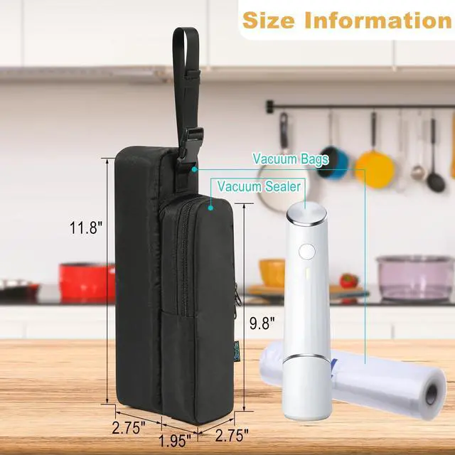 Alt view image 3 of 7 - Carrying Bag Compatible with Chef Preserve Compact Vacuum Sealer and Reusable Vacuum Bags, Portable Travel Case for Compact Vacuum Sealer, for Picnic, Camping, Travel (Bag Only)