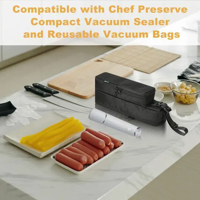 Alt view image 4 of 7 - Carrying Bag Compatible with Chef Preserve Compact Vacuum Sealer and Reusable Vacuum Bags, Portable Travel Case for Compact Vacuum Sealer, for Picnic, Camping, Travel (Bag Only)