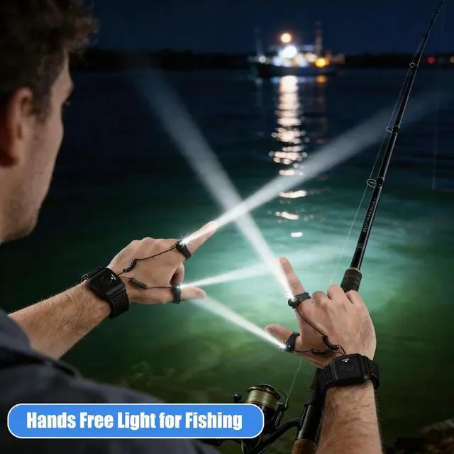 Alt view image 5 of 7 - Rechargeable Finger Flashlights Lightweight and Adjustable, Gifts for Men Women, Hands-Free LED Finger Lights for Camping Fishing Hiking Repairing, Fathers Day Christmas Birthday Gift