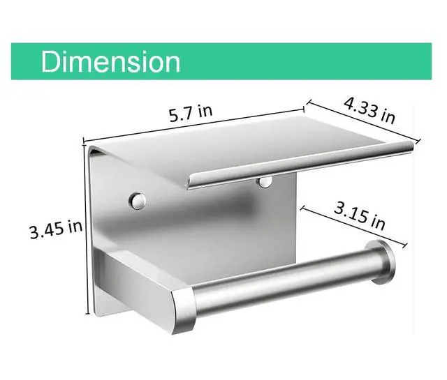Alt view image 3 of 7 - Premium Toilet Paper Holder with Phone Shelf, Wall Mounted, for Bathroom, Living Room, Restroom, RV, and so on, Stainless Steel-Rustproof,Tissue Roll Holder with Storage Shelf-Silvery(YaoJooHome)