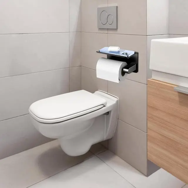 Alt view image 7 of 7 - Premium Toilet Paper Holder with Phone Shelf, Wall Mounted, for Bathroom, Living Room, Restroom, RV, and so on, Stainless Steel-Rustproof,Tissue Roll Holder with Storage Shelf-Silvery(YaoJooHome)