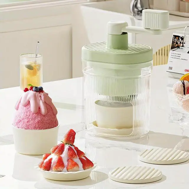 Main image of Shaved Ice Mini Snow Cone Machine, Portable Countertop Ice Shaver with No Slip Base, No Electricity Needed, Ice Cup Included, Lightweight, Stainless Steel Blade