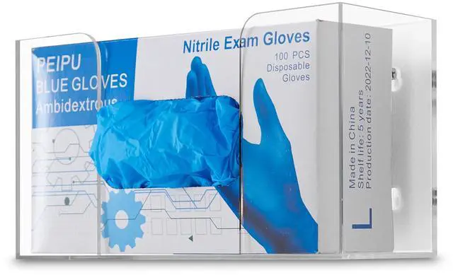 Main image of Acrylic Single Gloves Dispenser, Tissue Box Shelf, Glove Holder Wall Mount, for Kitchen, Cleaning Closet, Lab, Exam, Office