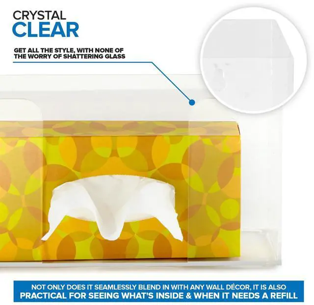 Alt view image 3 of 7 - Acrylic Single Gloves Dispenser, Tissue Box Shelf, Glove Holder Wall Mount, for Kitchen, Cleaning Closet, Lab, Exam, Office