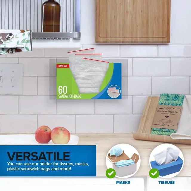 Alt view image 6 of 7 - Acrylic Single Gloves Dispenser, Tissue Box Shelf, Glove Holder Wall Mount, for Kitchen, Cleaning Closet, Lab, Exam, Office