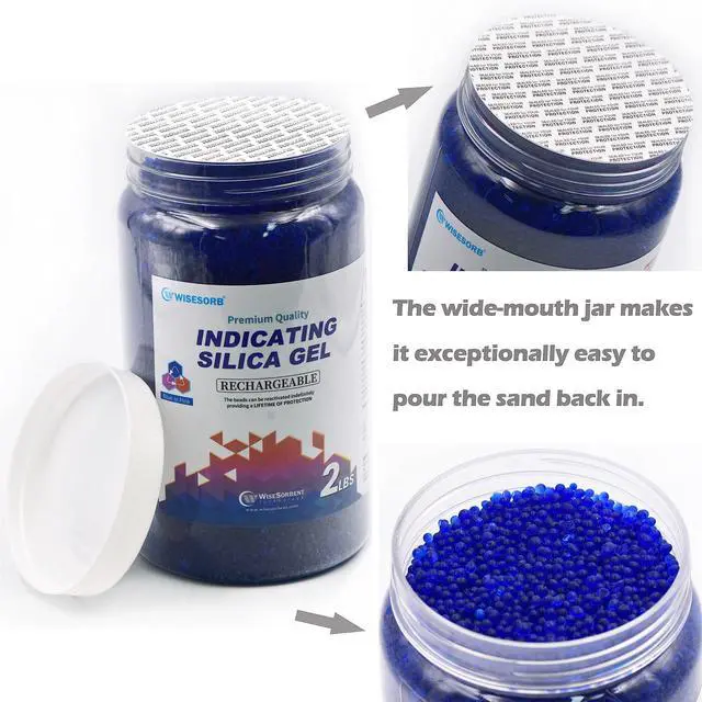 Alt view image 4 of 7 - 2LBS Blue Indicating Silica Gel Desiccant Beads, Reusable Desiccant, Premium SIlica beads Moisture Absorber for 3D Printer,Electronic,Clothes,Painting,Jewelry