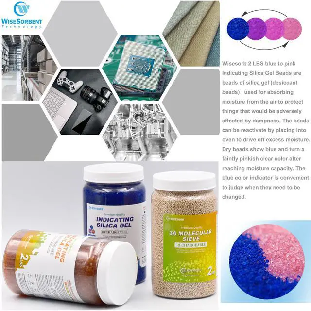 Alt view image 6 of 7 - 2LBS Blue Indicating Silica Gel Desiccant Beads, Reusable Desiccant, Premium SIlica beads Moisture Absorber for 3D Printer,Electronic,Clothes,Painting,Jewelry
