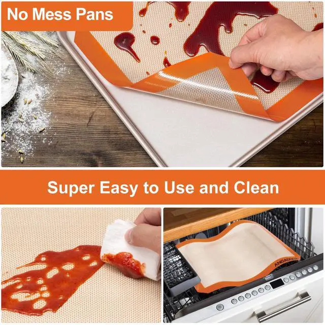 Alt view image 2 of 6 - Silicone Baking Mat Sheets Set, Easy Clean &Non-Stick Food Grade Reusable Baking Mat, 1 Half Sheet+ 1 Jelly roll+1 Quarter sheet Baking Mats for Oven, Make Macarons, Cookies, Pizza, Bread and Pastry
