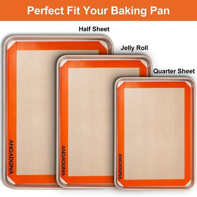 Alt view image 4 of 6 - Silicone Baking Mat Sheets Set, Easy Clean &Non-Stick Food Grade Reusable Baking Mat, 1 Half Sheet+ 1 Jelly roll+1 Quarter sheet Baking Mats for Oven, Make Macarons, Cookies, Pizza, Bread and Pastry