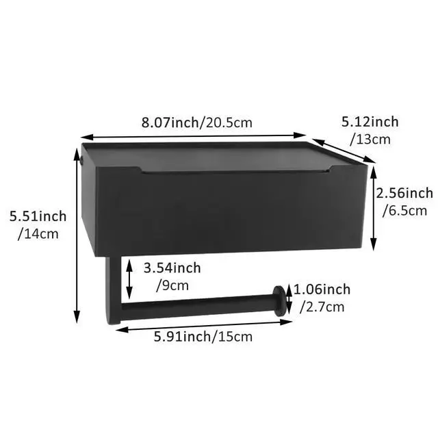 Alt view image 2 of 7 - Toilet Paper Holder with Shelf,Rustproof Flushable Wipes Dispenser,Self Adhesive Drilling Toilet Paper Holder Wall Mount,Tissue Holders with Storage,Wipe Holders for Bathroom(SingleRoll)