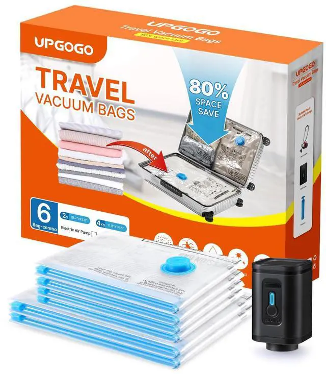 Main image of Travel Vacuum Bags Combo 6 Pack - Space Saver Vacuum Storage Bags for Clothing and Luggage