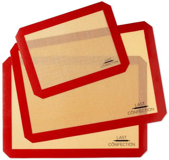 Main image of Silicone Baking Mat - Set of 3 Non-Stick Professional Food Safe Tray Pan Liners - 2 Half Sheet (11-5/8" x 16-1/2") 1 Quarter Sheet (8-1/2" x 11-1/2")