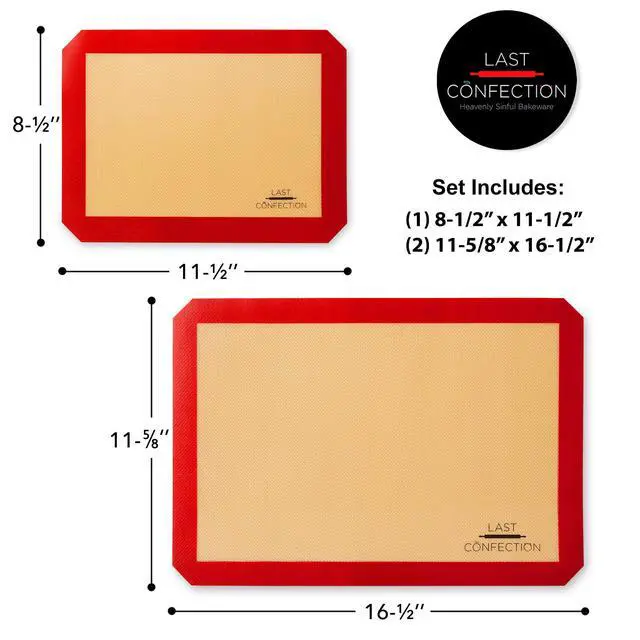 Alt view image 3 of 7 - Silicone Baking Mat - Set of 3 Non-Stick Professional Food Safe Tray Pan Liners - 2 Half Sheet (11-5/8" x 16-1/2") 1 Quarter Sheet (8-1/2" x 11-1/2")