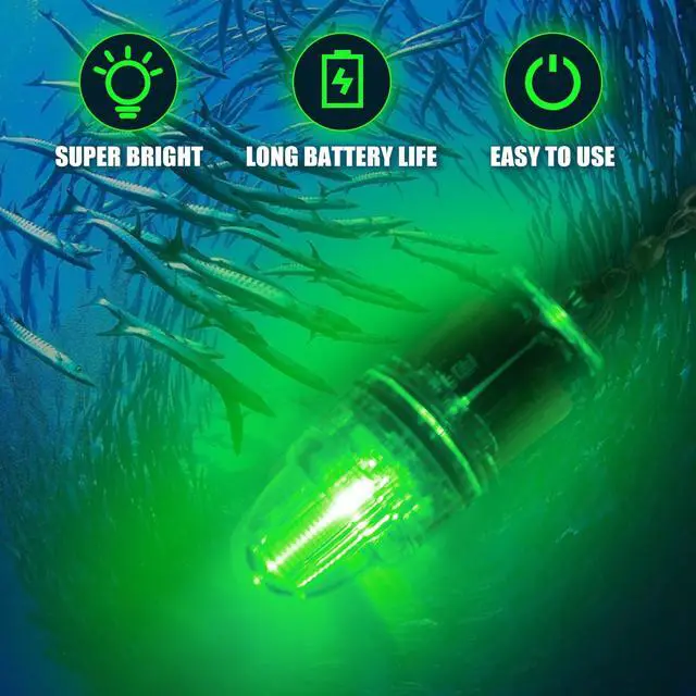 Alt view image 4 of 7 - LED Fishing Lights Underwater Battery Powered Deep Drop Fishing Light with Clip Waterproof Fish Attracting Lure Lamp Green Blue Red White Multicolor 2,100ft