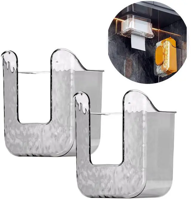 Main image of 2 Pcs Bathroom Toilet Wall-Mounted Wet Wipes Dispenser Kitchen Wipes Wall Mount Storage Box (Light Gray)