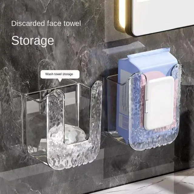 Alt view image 7 of 7 - 2 Pcs Bathroom Toilet Wall-Mounted Wet Wipes Dispenser Kitchen Wipes Wall Mount Storage Box (Light Gray)